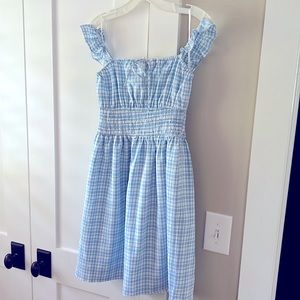 Juniors blue and white gingham dress